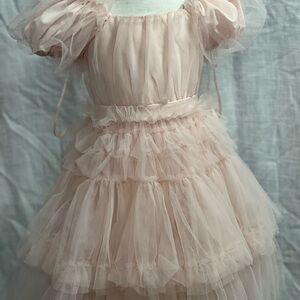 Ivy City Co Pink Ruffled Kids Formal Dress